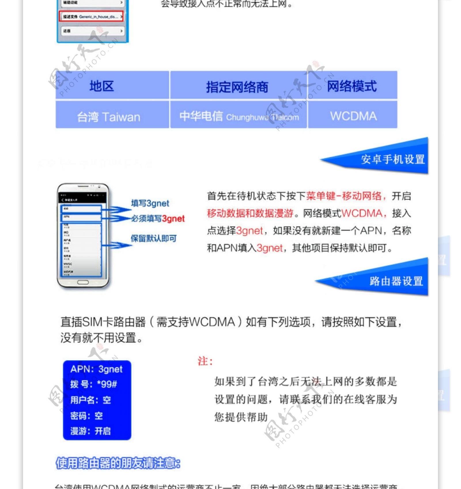 台湾旅游手机卡详情页