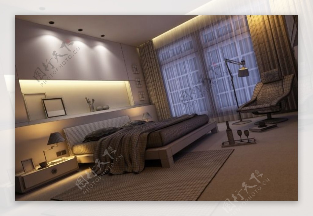卧室设计3D效果图源文件Vary渲染效果