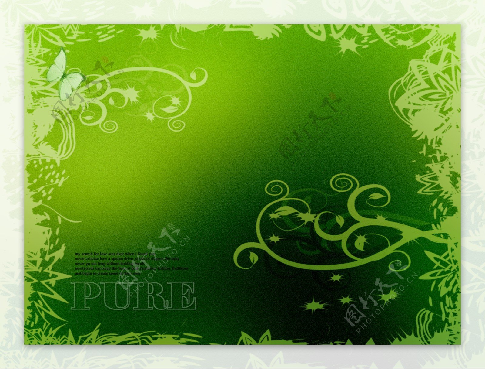 绿色花边婚纱相册模板