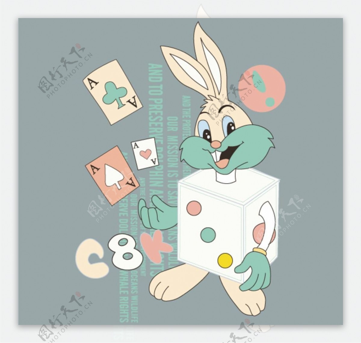 兔八哥卡通扑克色子