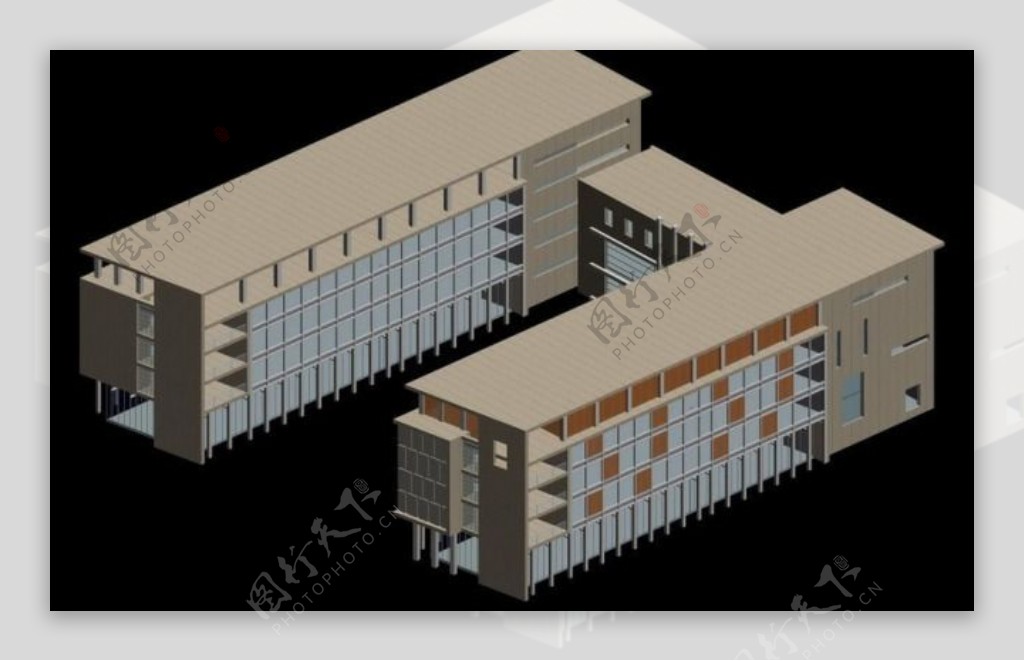 现代学校建筑群3D模型设计