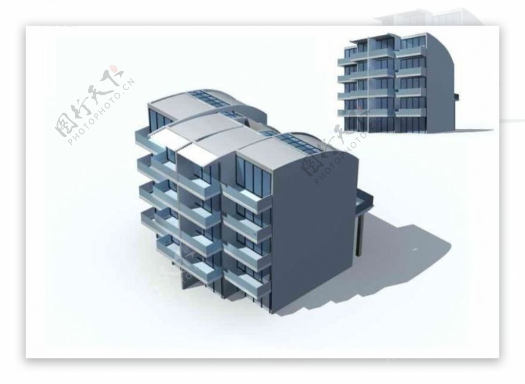 现代多层住宅楼建筑群3D模型