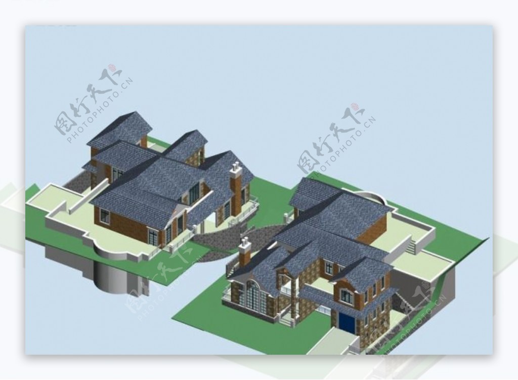 现代法院建筑3d效果图