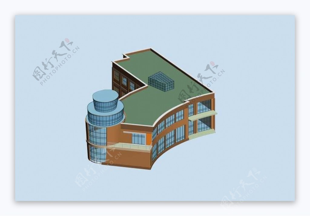 圆环形小公建建筑3D模型