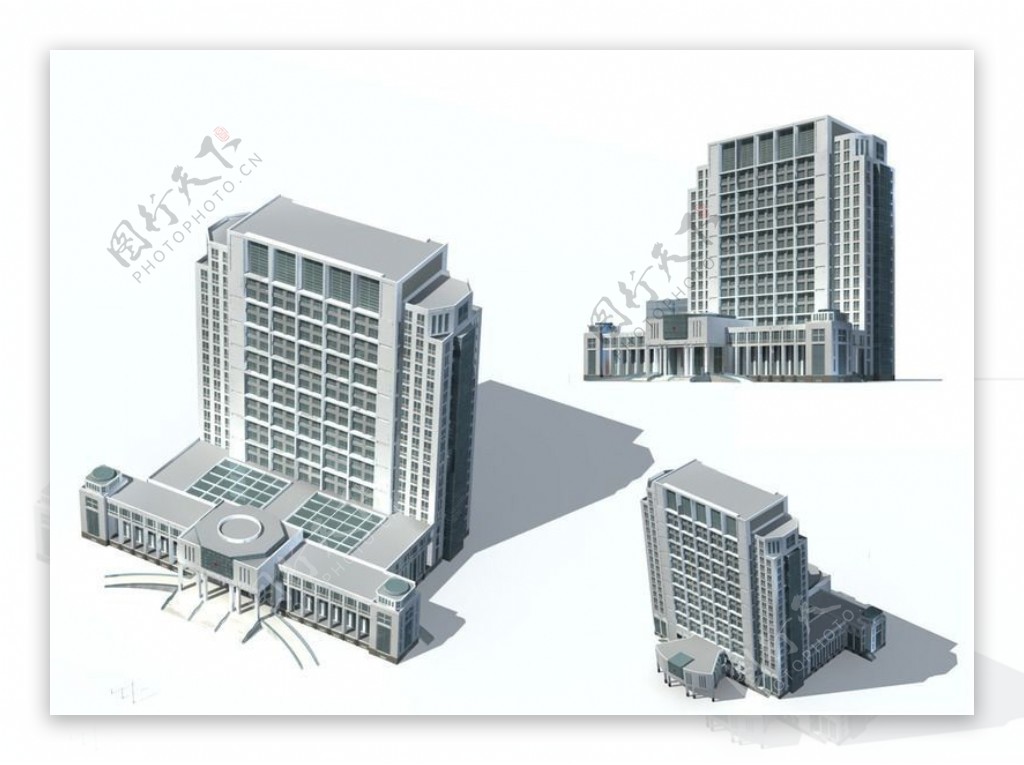L形多层公建建筑3D模型