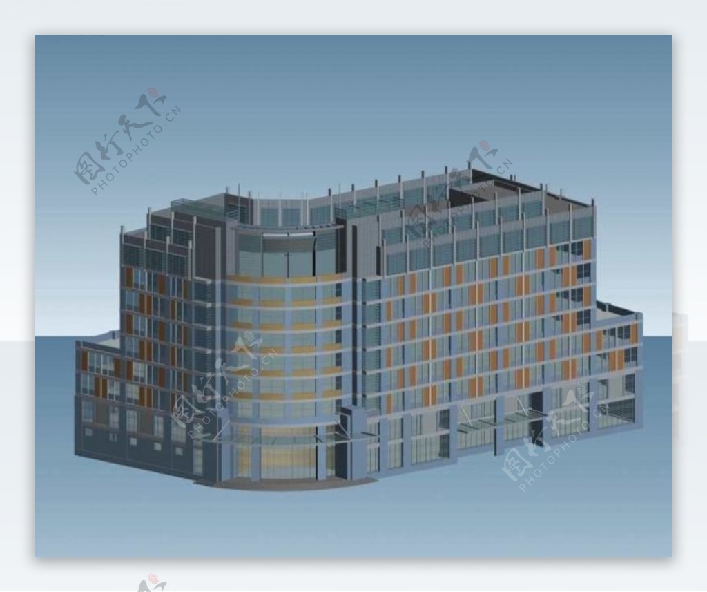 街边商业大厦建筑3d效果图