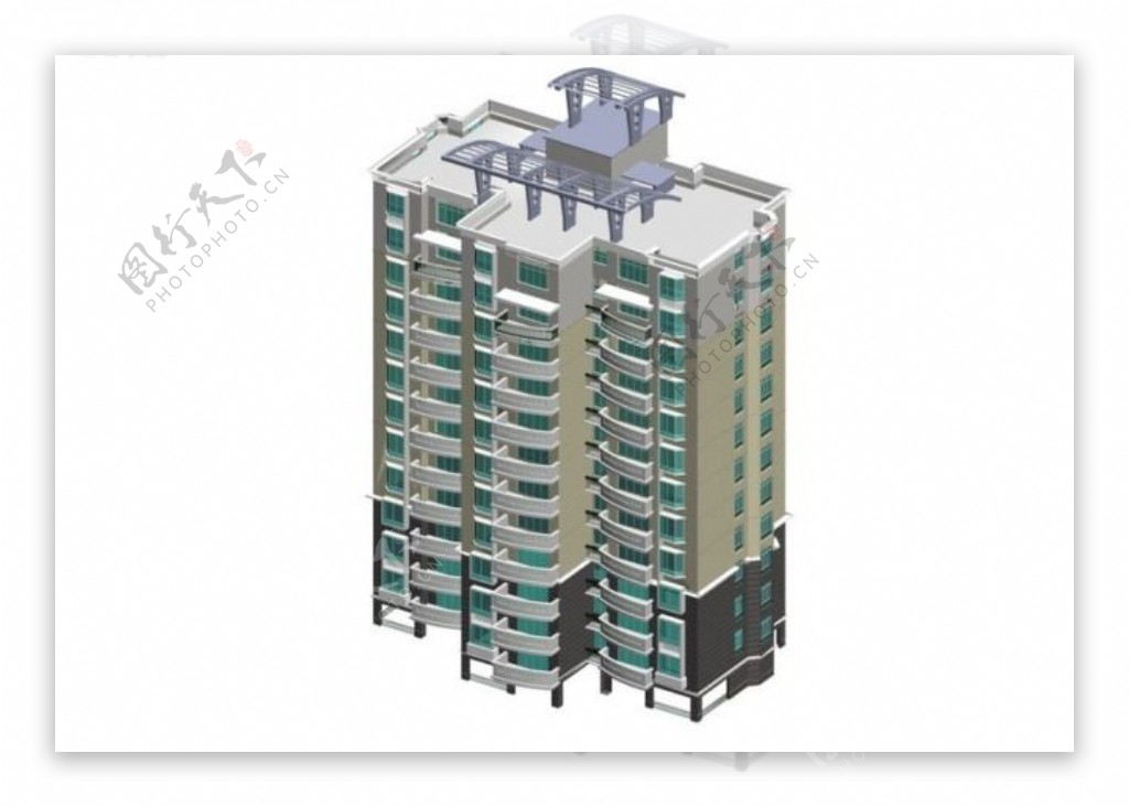 十二层独栋塔式住宅楼模型