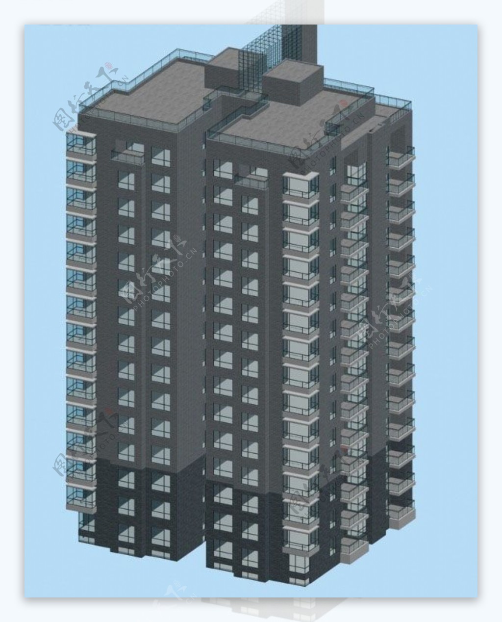 独栋高层住宅塔式楼建筑3D模型