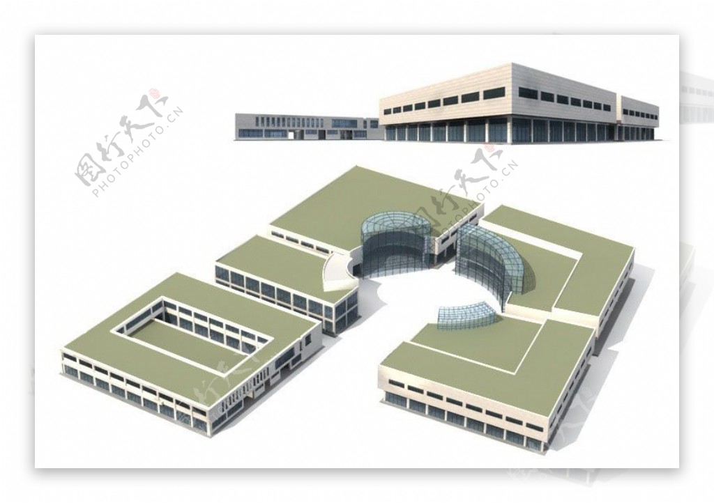 绿色屋顶商业裙房3D模型