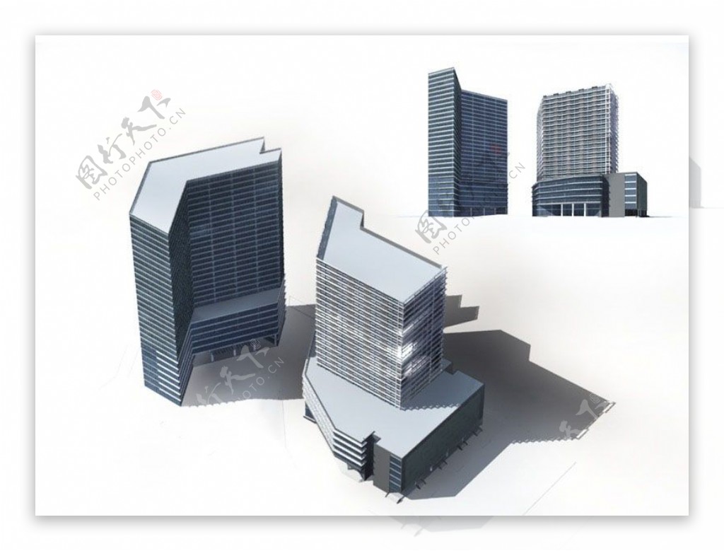 折弯形多层公建建筑3D模型