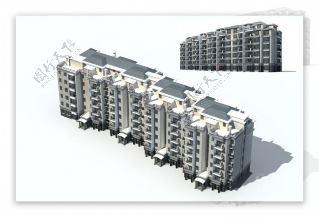 欧式风格连排单体住宅楼模型设计
