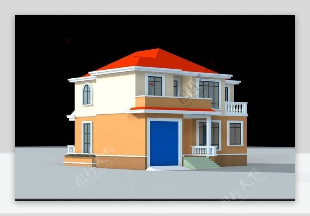 简约风格独栋二层别墅3D模型设计