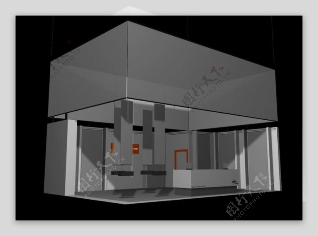 灰色展厅效果图3D模板素材