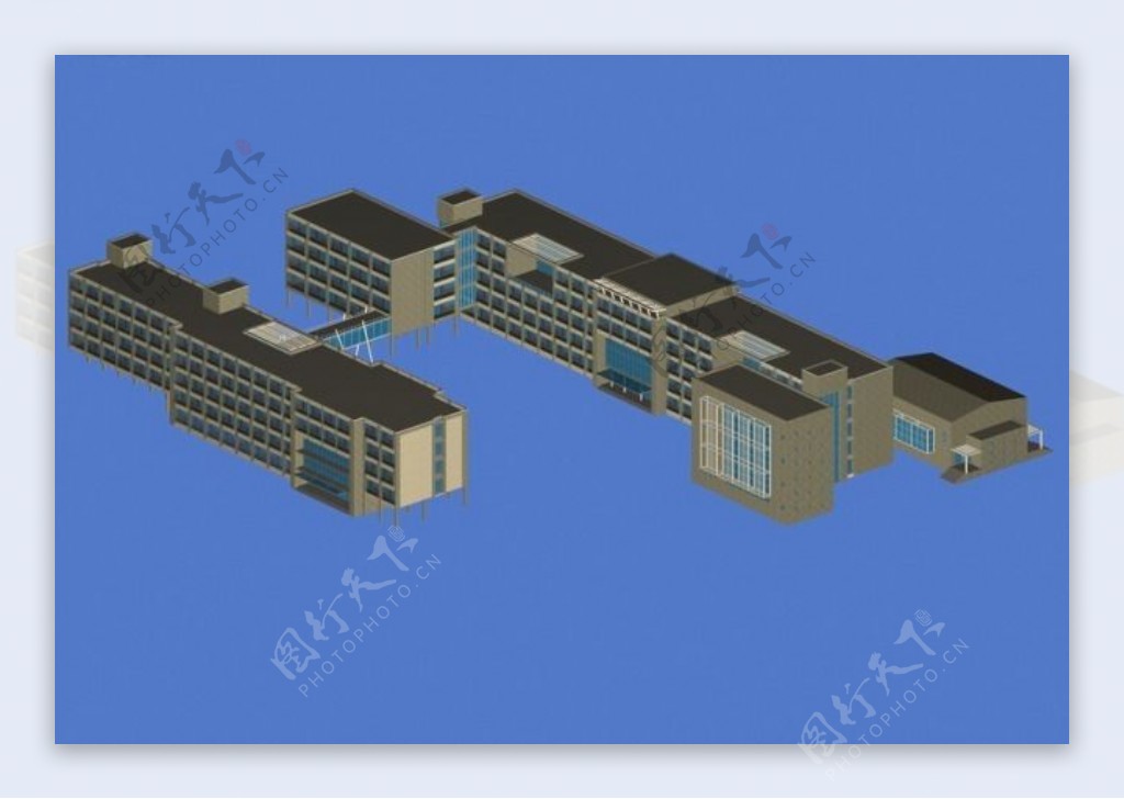 现代学校建筑群3D模型设计