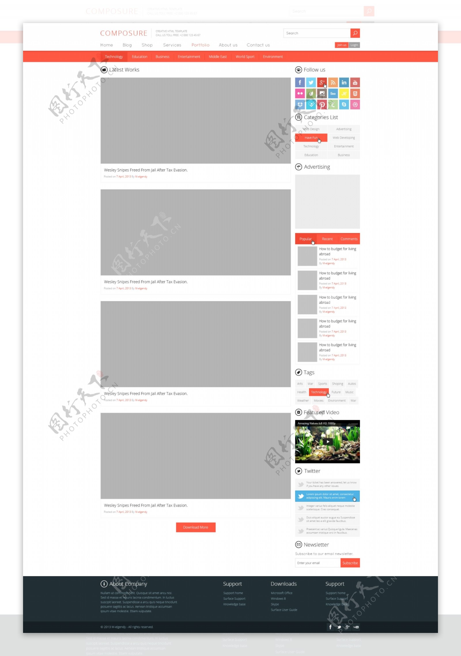 网页列表页面设计模板