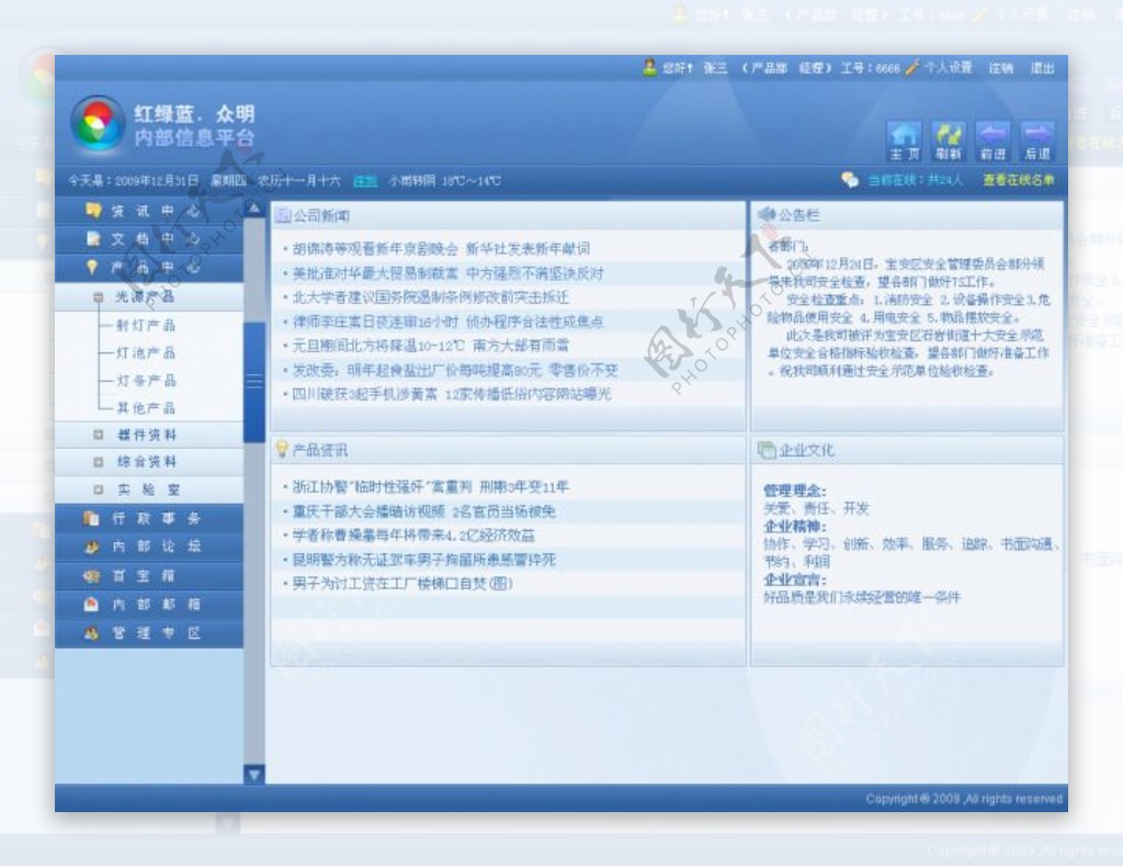 蓝色稳重后台管理系统界面PSD源文件
