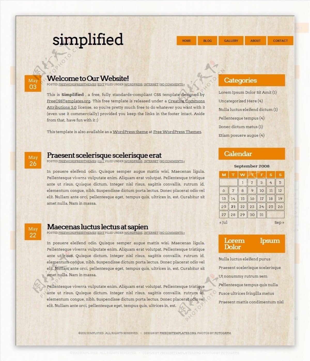 木纹背景简单信息网页模板
