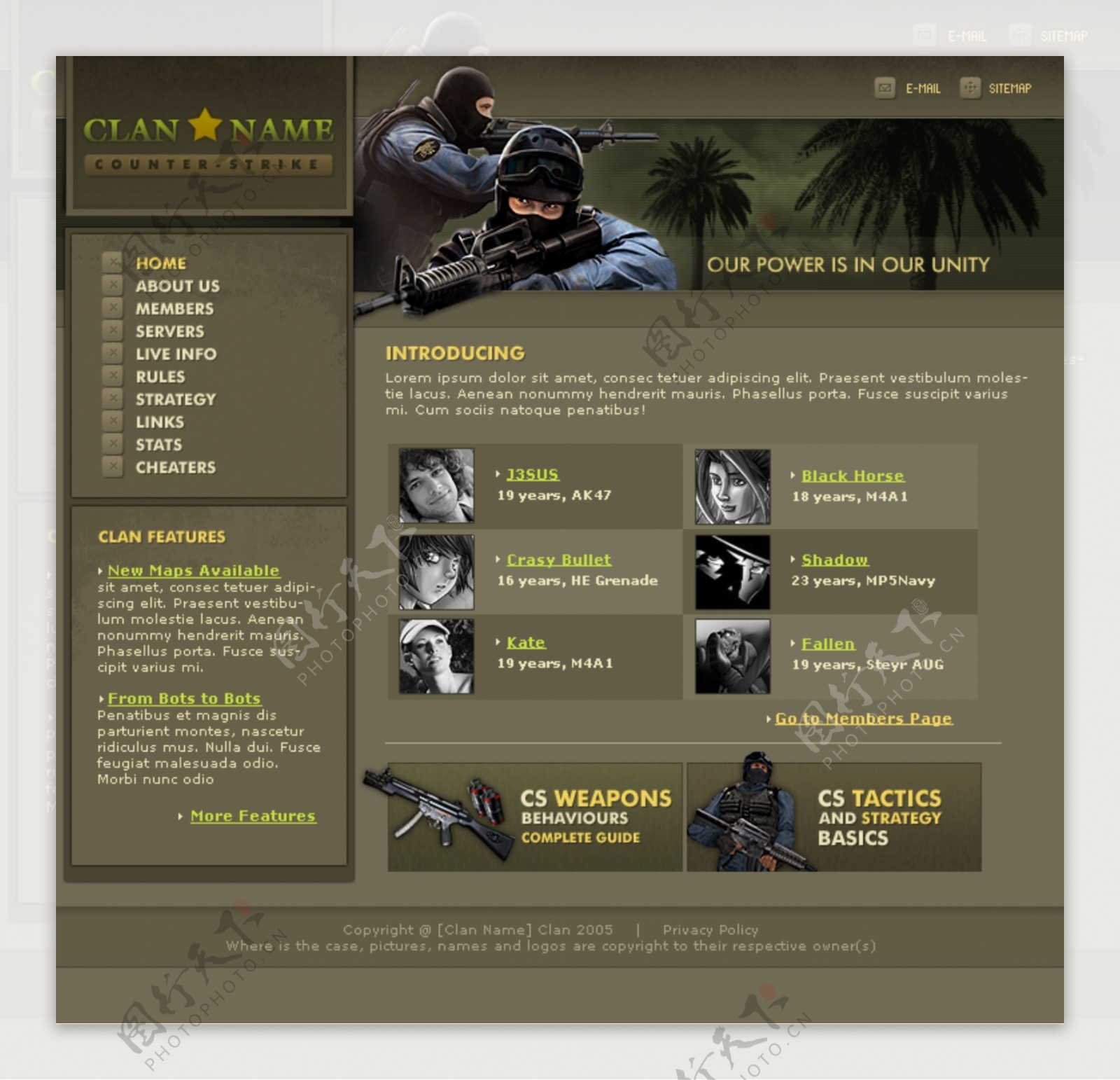 cs游戏战队网页模板