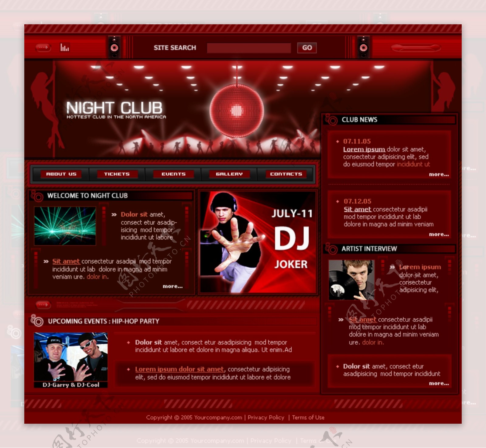 红色午夜俱乐部网页模板