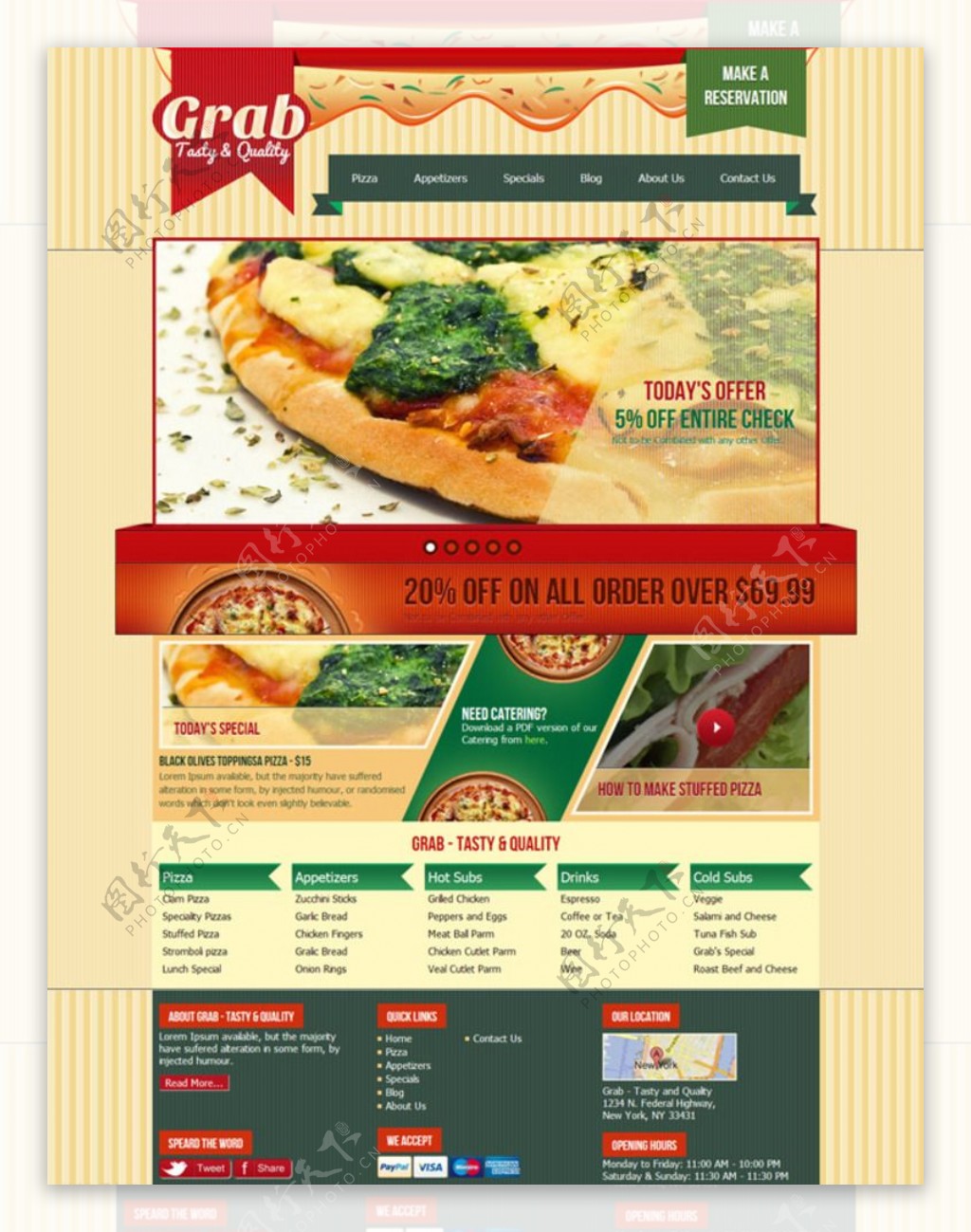西式茶餐厅网站模板图片
