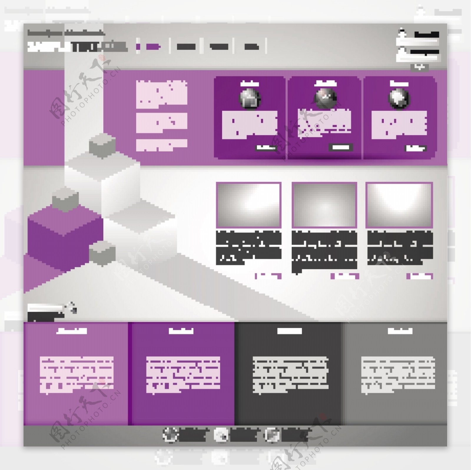 紫式的商业网站创意模板矢量03