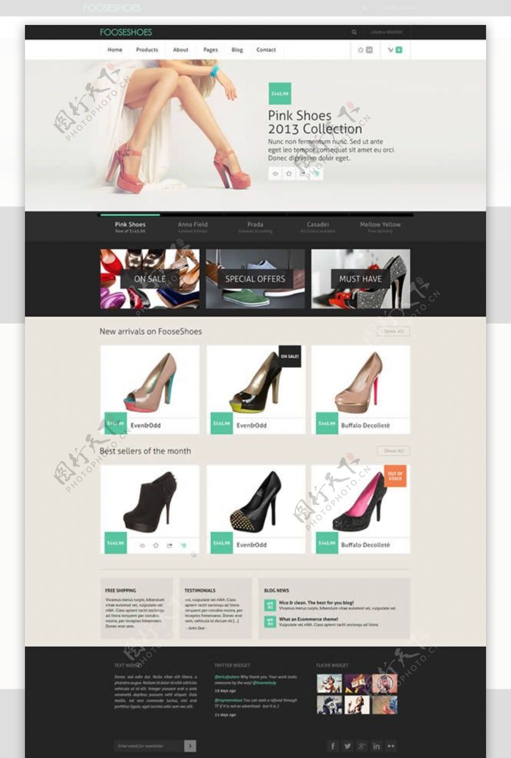 女鞋销售电子商务网站模板psd素材
