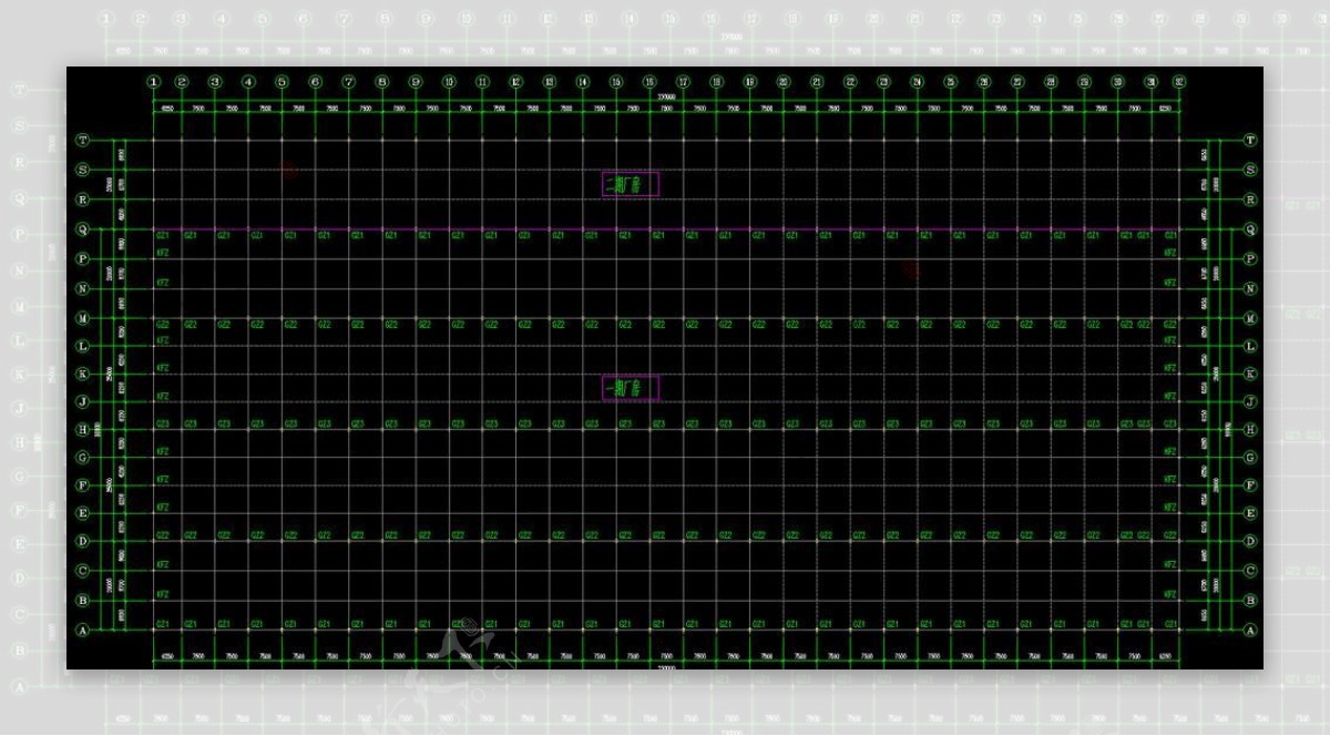 23021590米钢构厂房钢柱平面布置