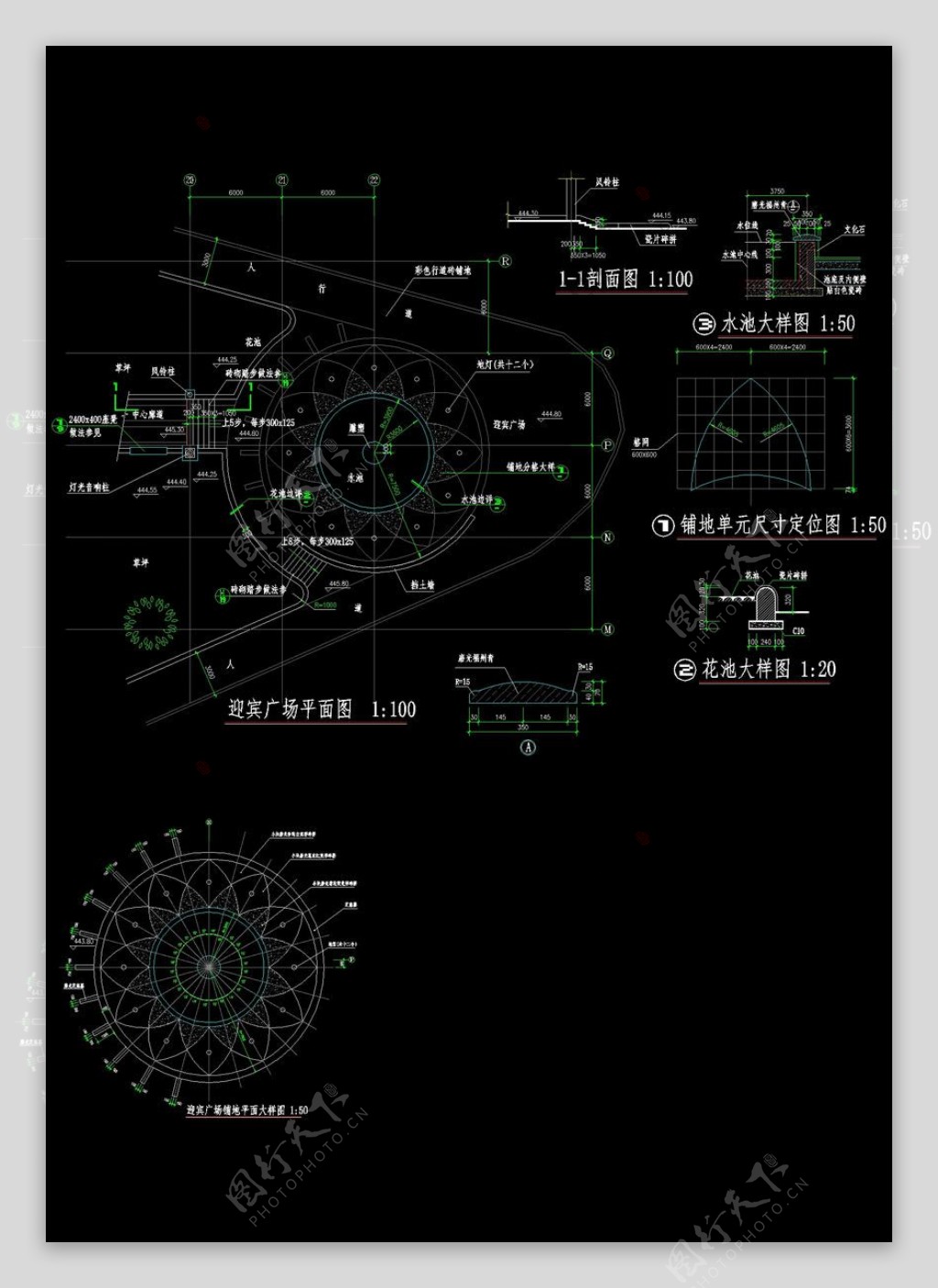 铺装细部cad景观图素材