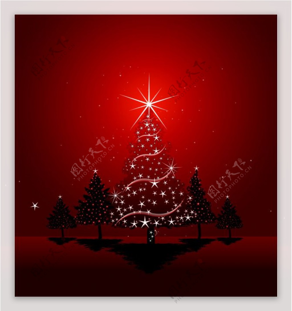 矢量星光圣诞树华丽背景