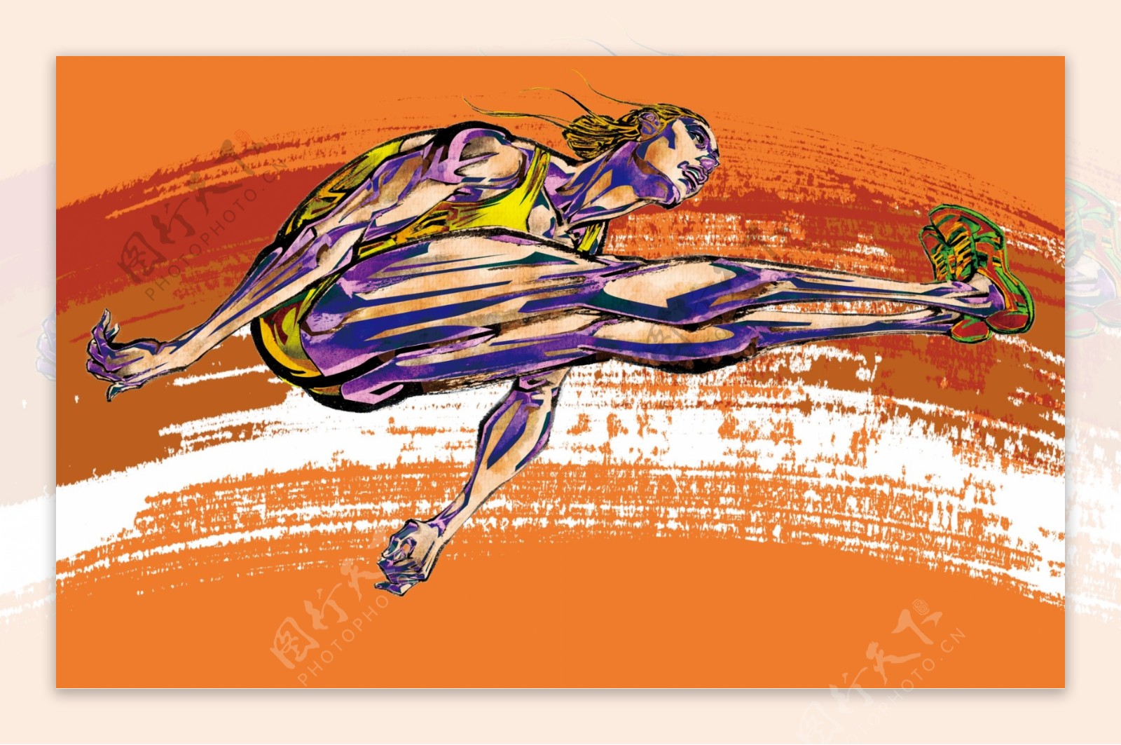 手绘人物跳远运动员图片