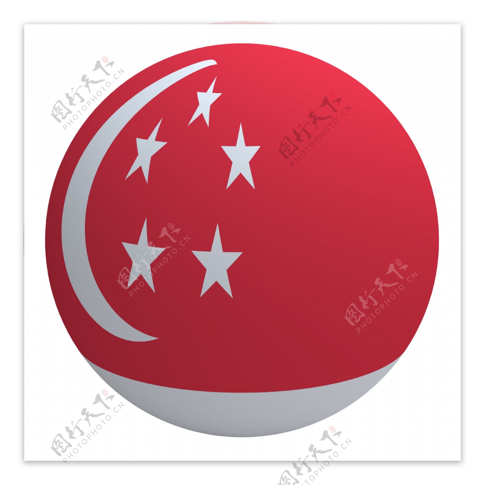 新加坡国旗上的球孤立在白色