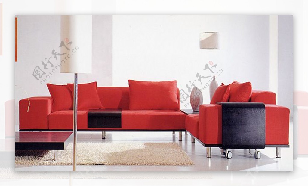 红色时尚现代风格组合沙发3D模型素材
