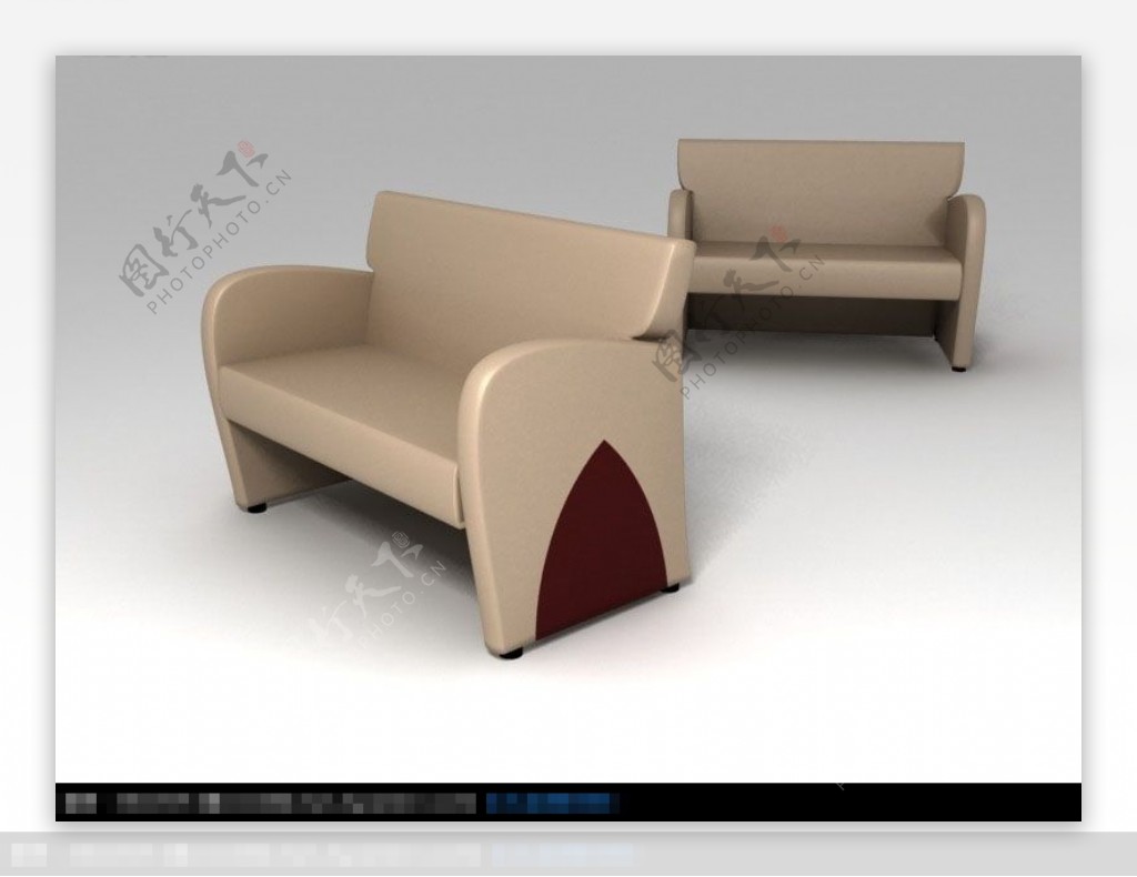 简约风格沙发3D模型素材