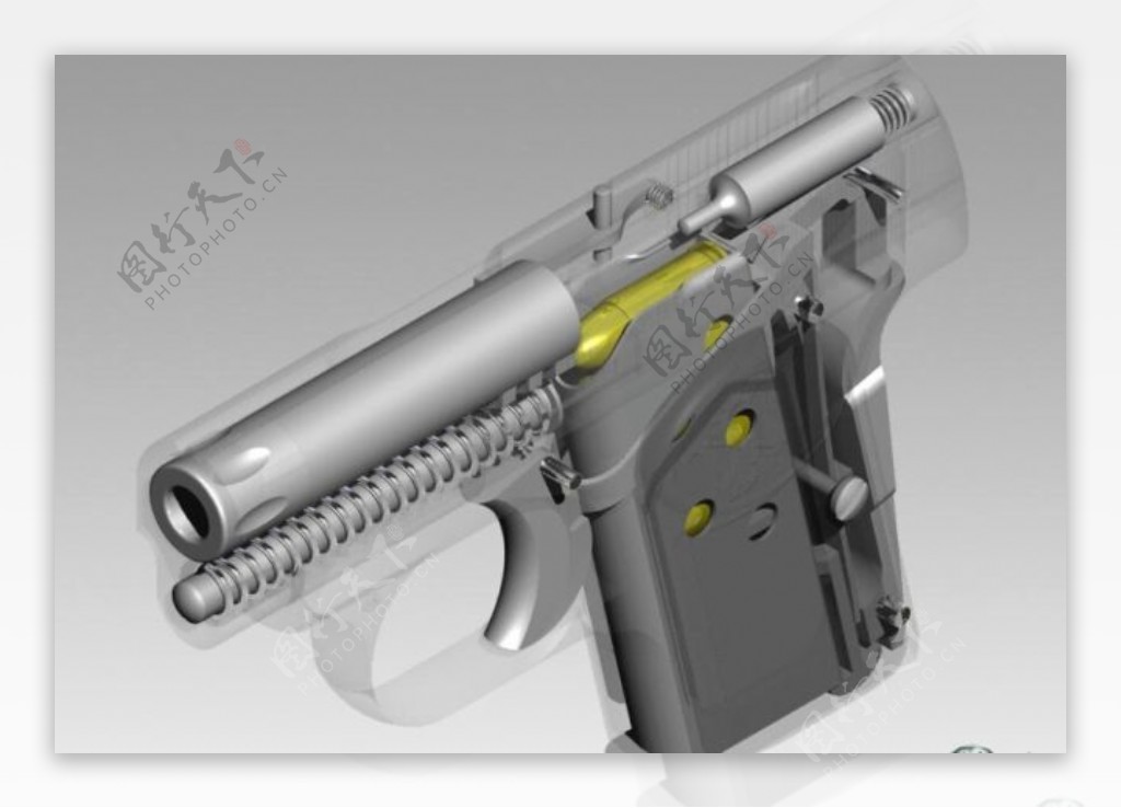 勃朗宁m1906自动手枪3D模型