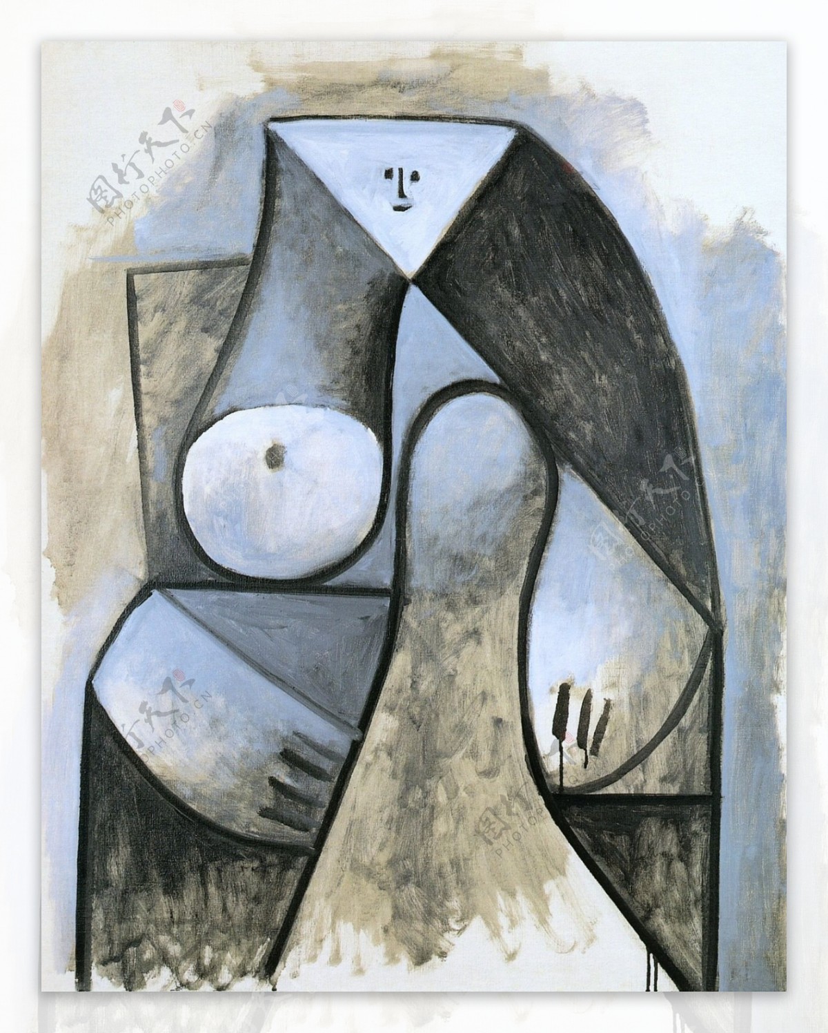 1947Femmeassise西班牙画家巴勃罗毕加索抽象油画人物人体油画装饰画