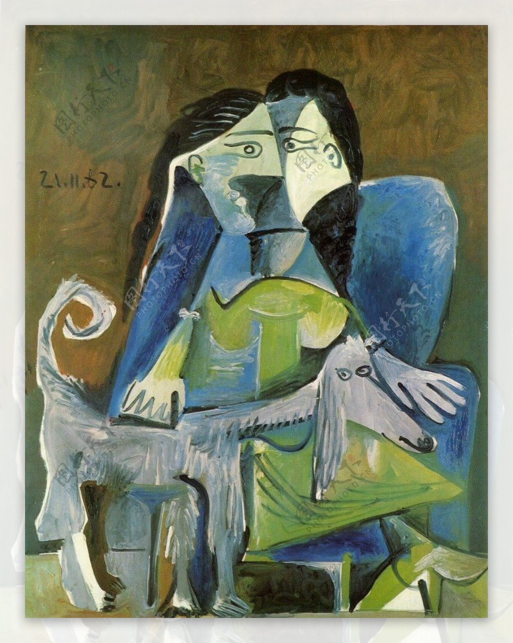 1962Femmeauchien西班牙画家巴勃罗毕加索抽象油画人物人体油画装饰画