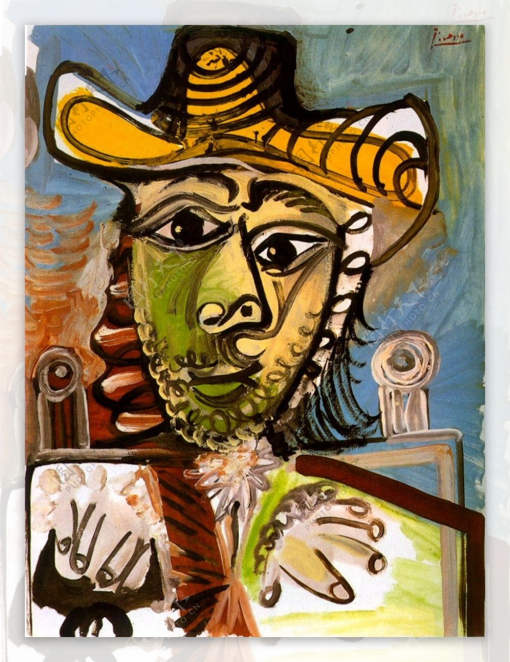 1969Hommeaufauteuil2西班牙画家巴勃罗毕加索抽象油画人物人体油画装饰画