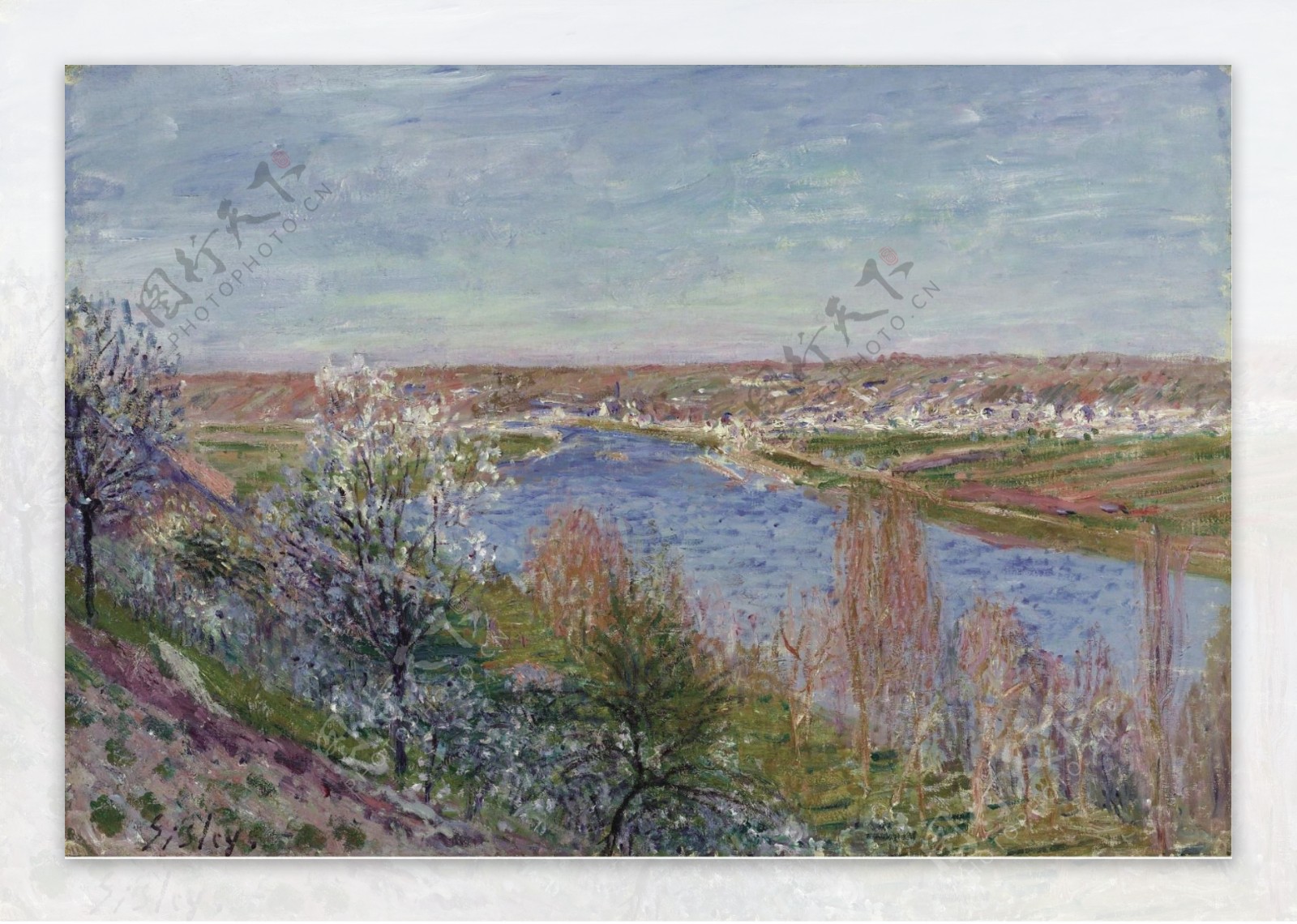 AlfredSisleyTheVillageinChampagneSunsetApril1885法国画家阿尔弗莱德西斯莱alfredsisley印象派自然风景天空油画装饰画