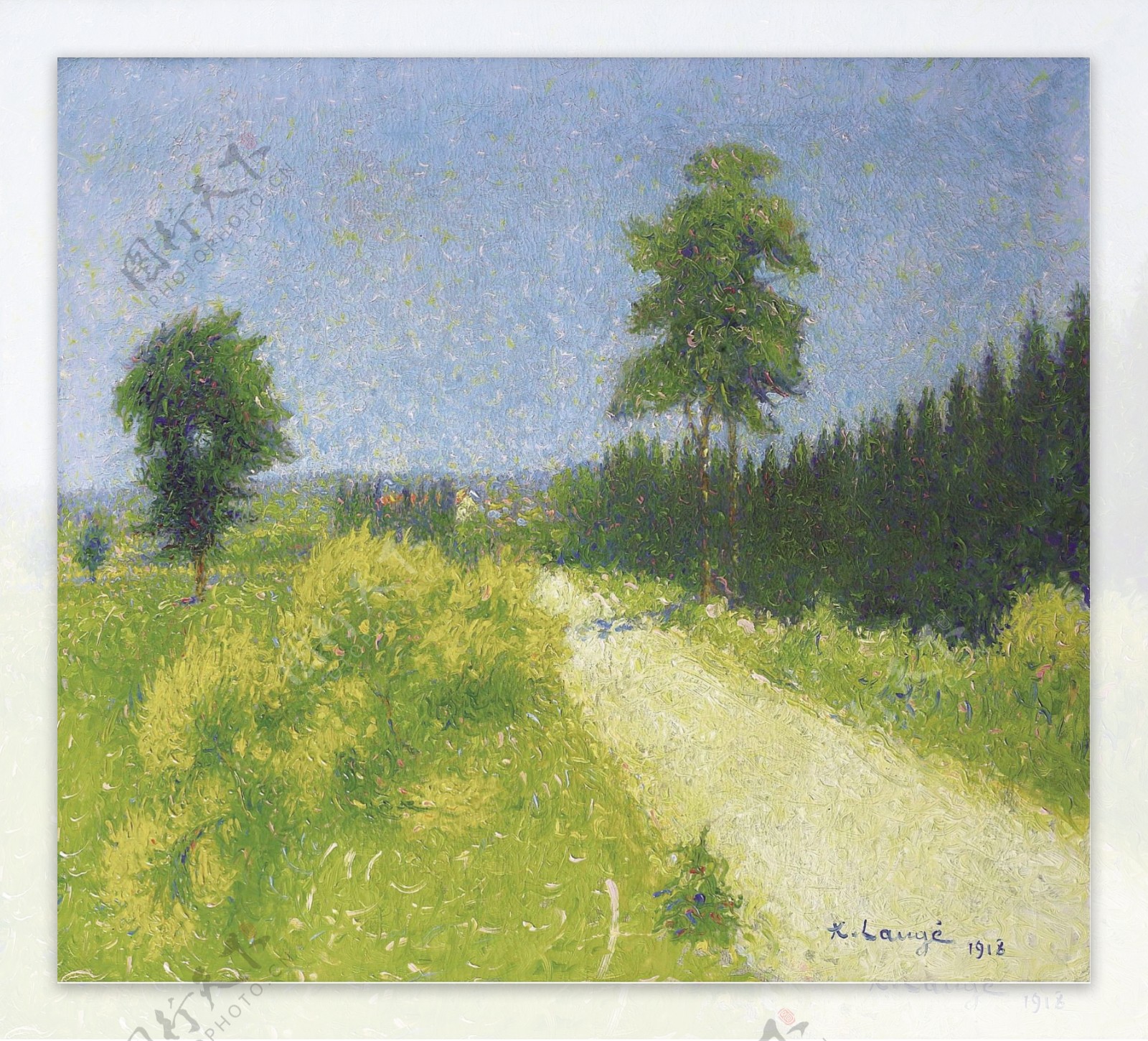 AchilleLaugeTheRoadofBelvezenearRevesibleStation1918法国画家阿希尔拉格AchilleLauge印象派风景自然田园油画装饰画