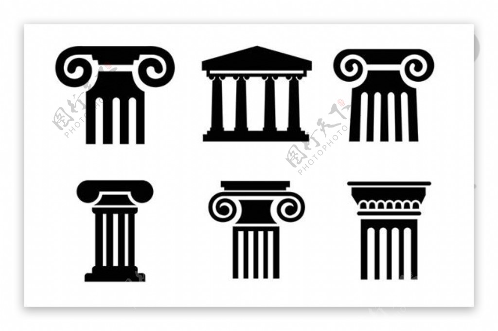 黑色罗马柱设计矢量