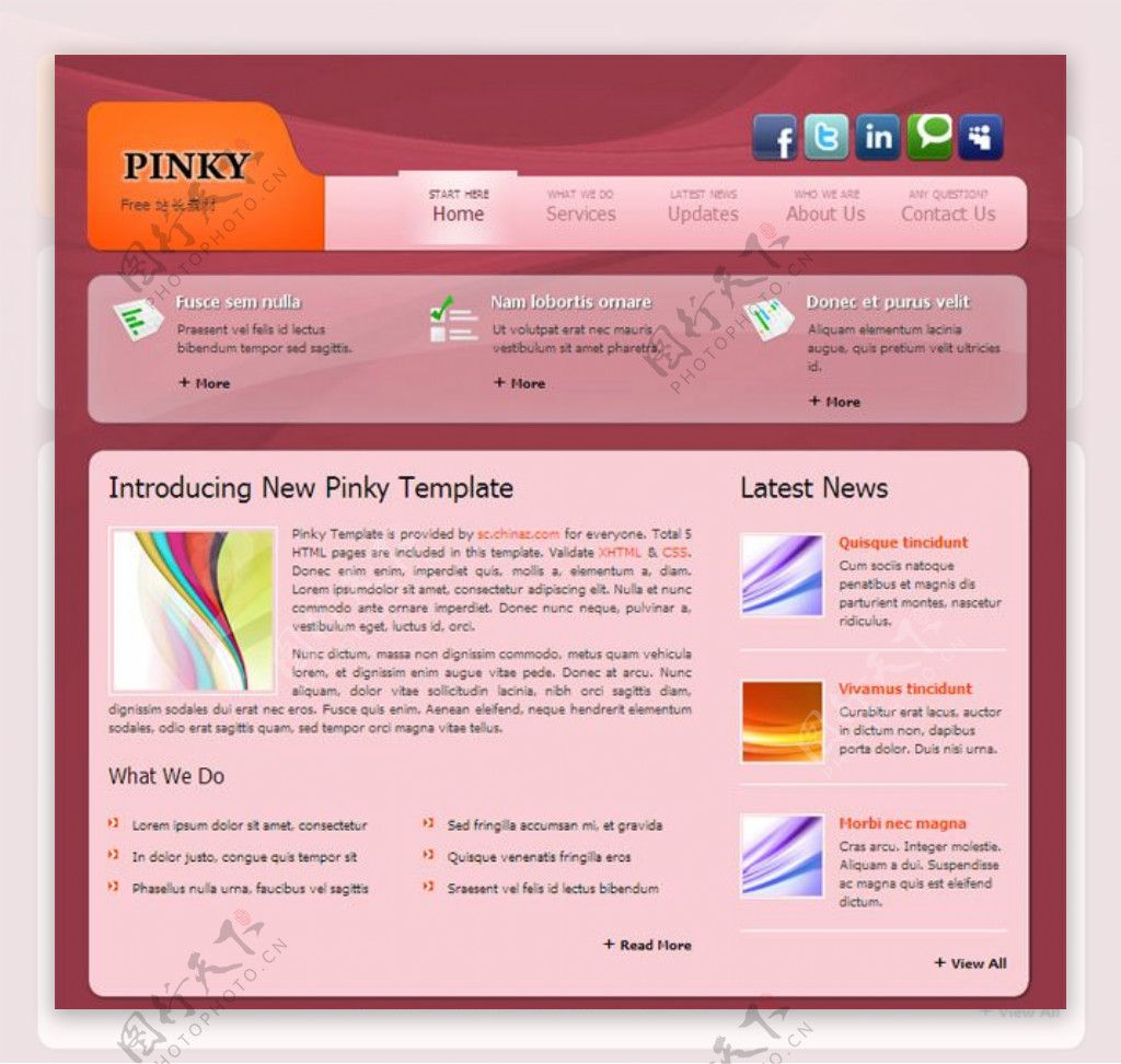 粉色商务CSS网页