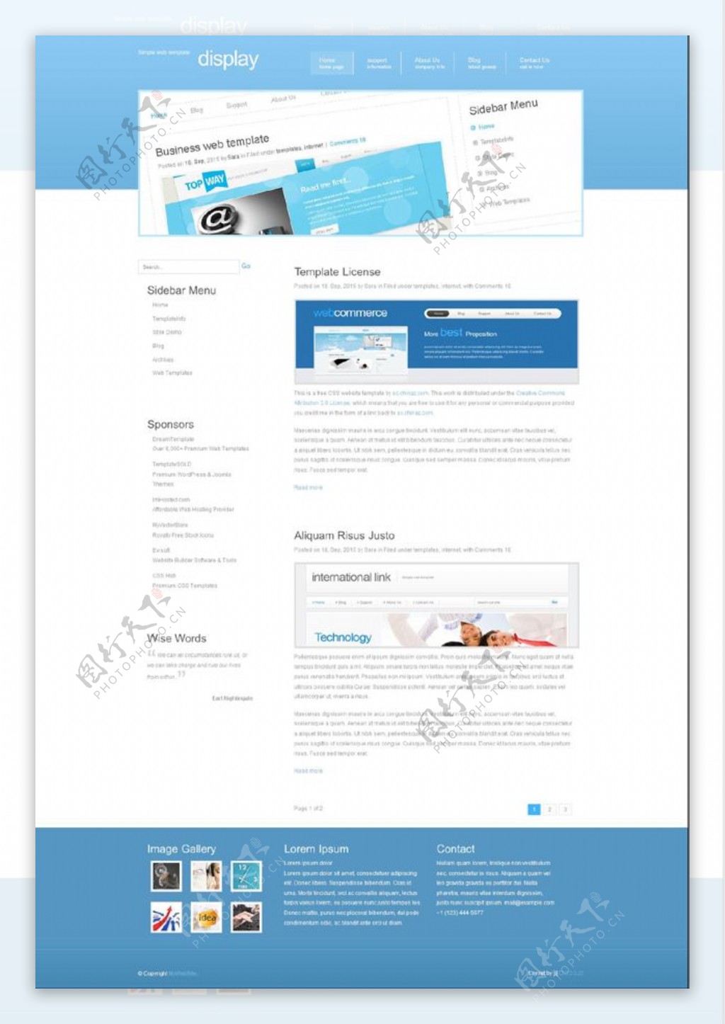 蓝色经典网页模板