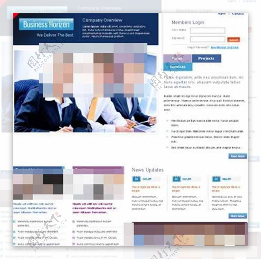 商业设计蓝色网页模板