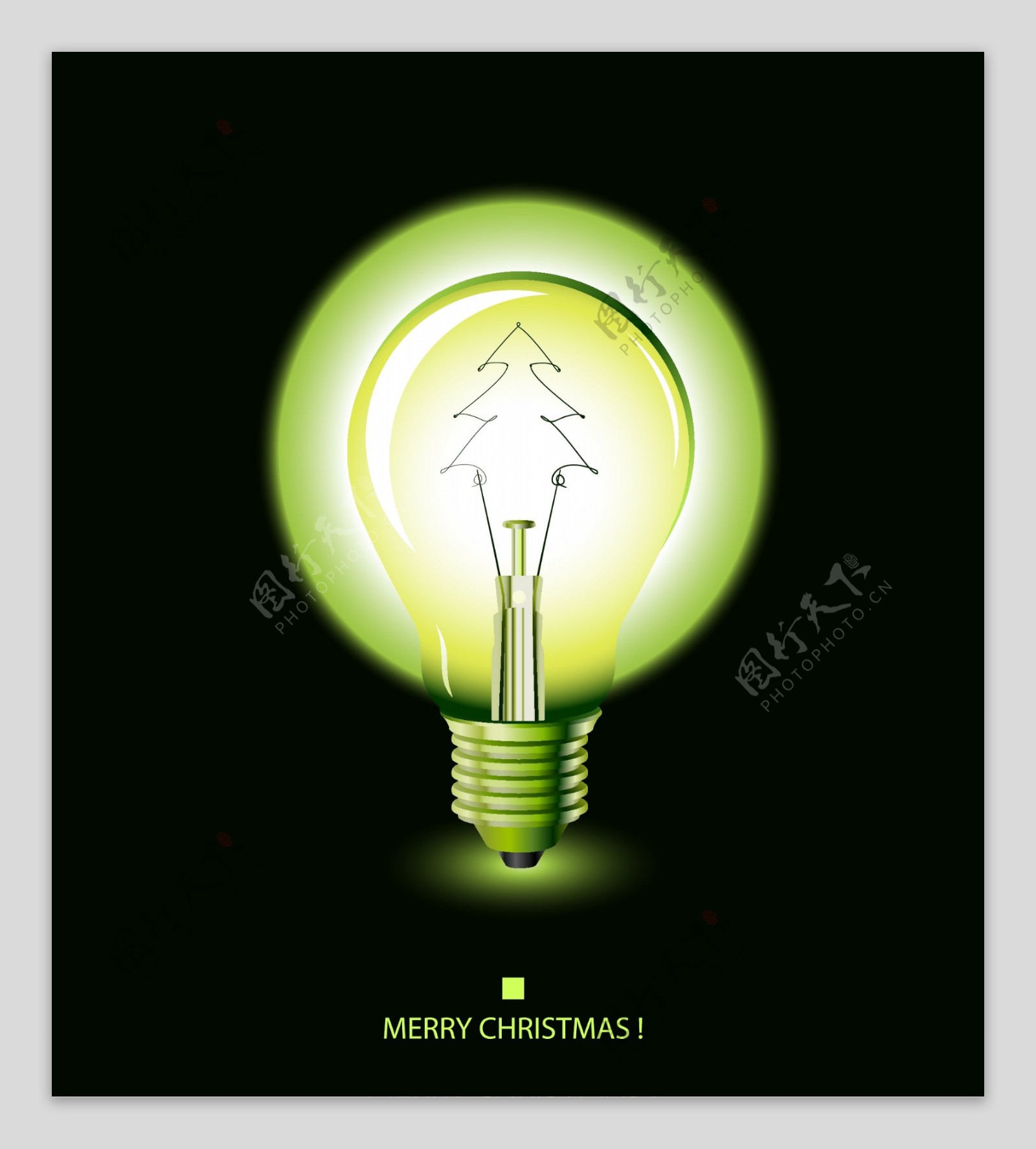 灯泡里的圣诞树图片