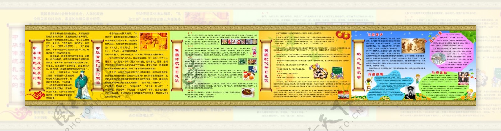 学校文化墙中华传统礼仪展板图片