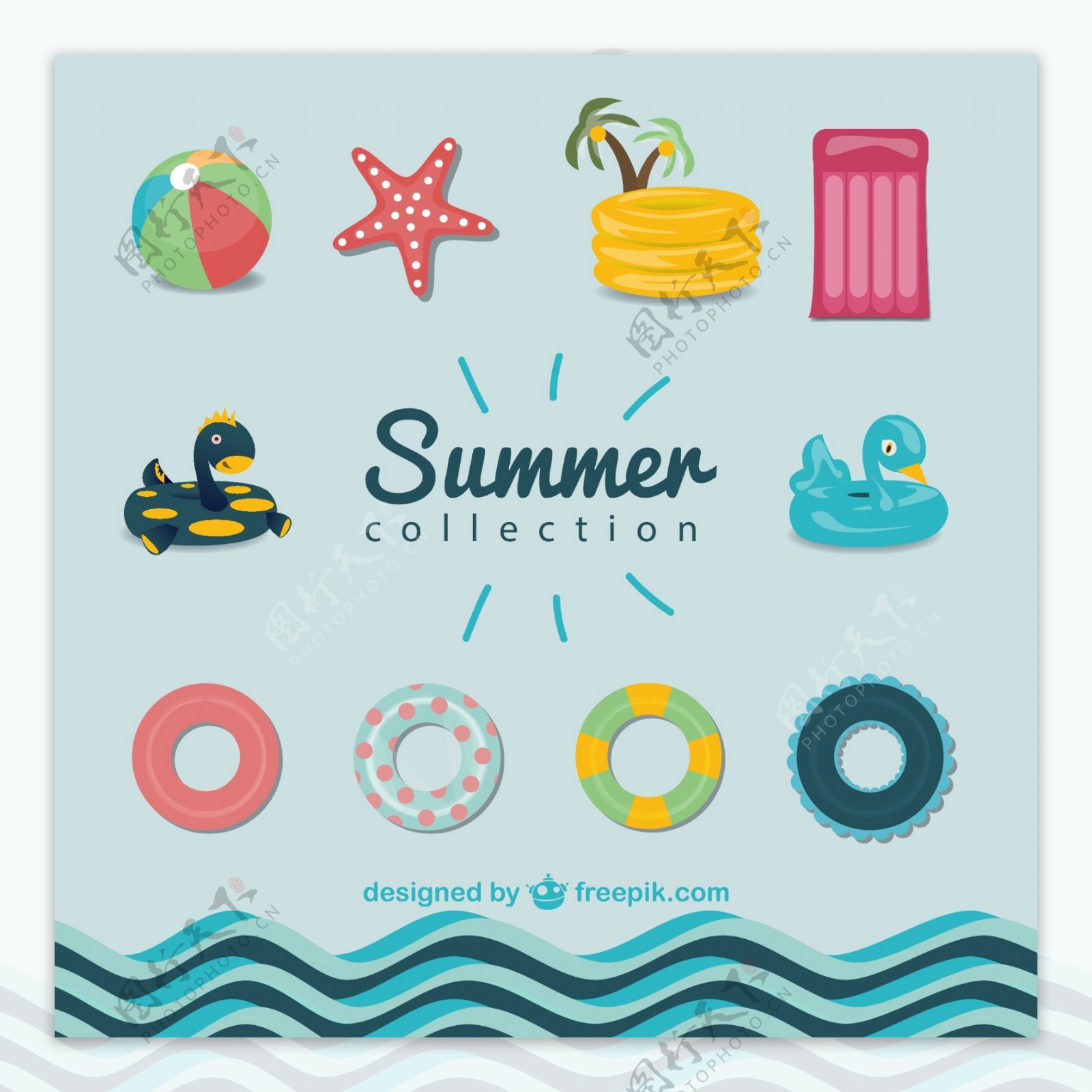 夏季游泳圈海报