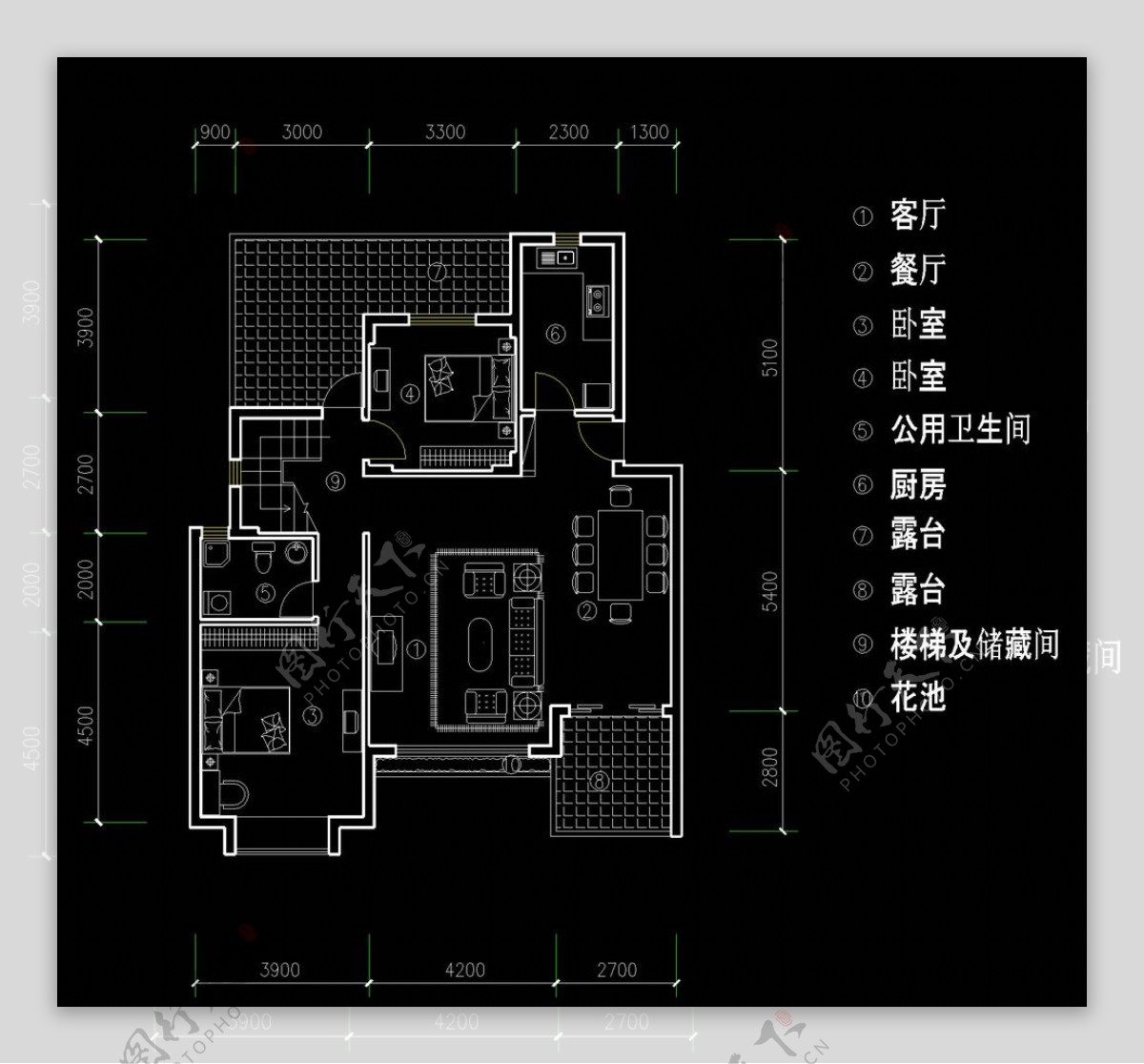 别墅平面户型cad图纸