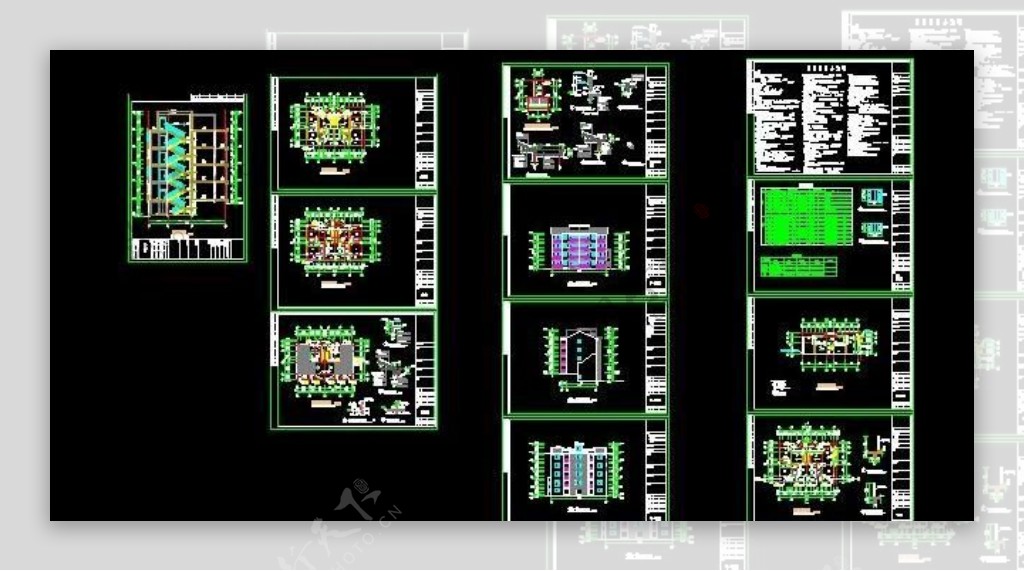 四层小区联排别墅框架结构建筑设计施工图