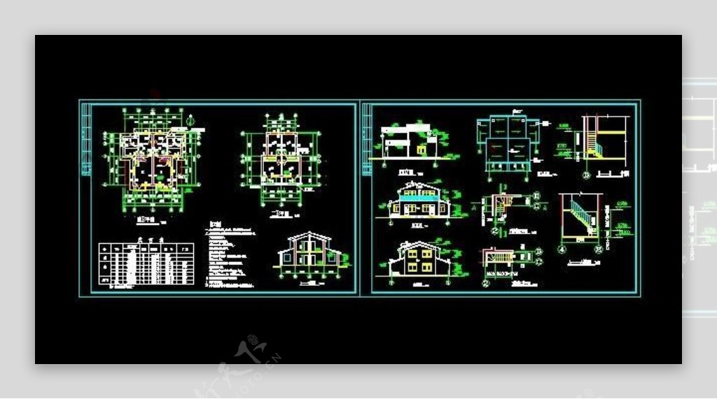 农村二层双拼住宅设计图12x11