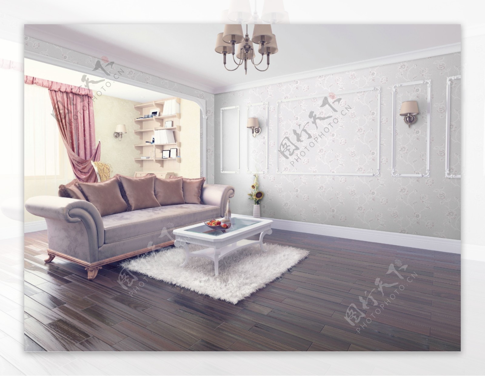 室内客厅欧式华丽沙发背景设计